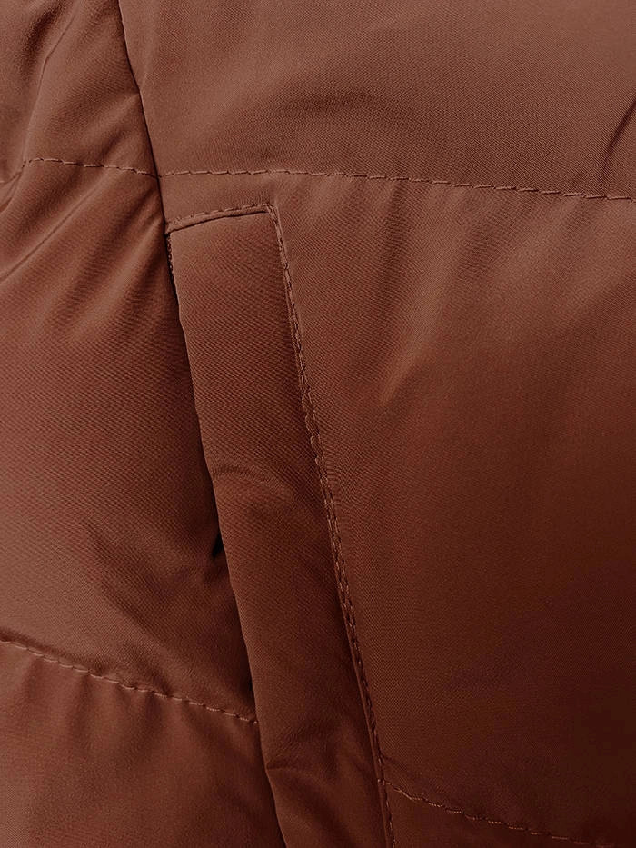 Zimowa kurtka z kapturem ceglana (2M-023) odstíny hnědé S (36)