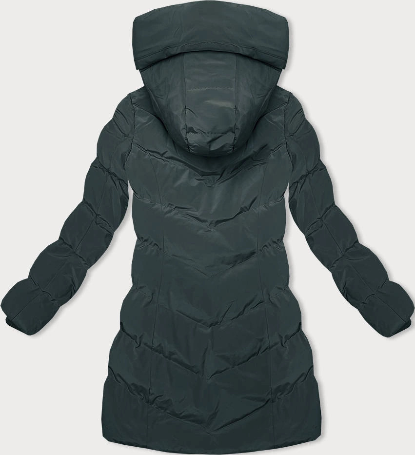 Zimowa kurtka z kapturem ciemnozielona (2M-023) odstíny zelené S (36)