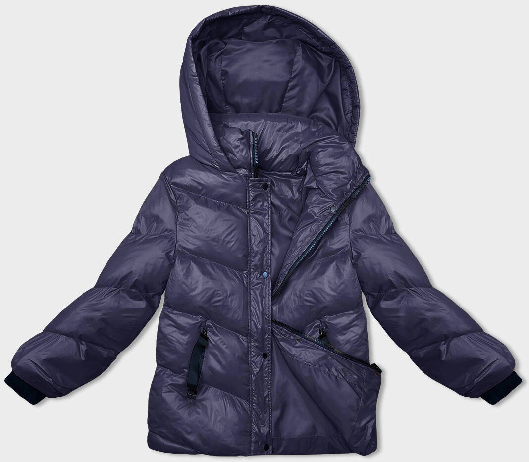 Dámska zimná páperová bunda v slivkovej farbe (23065-215) odstíny modré S (36)