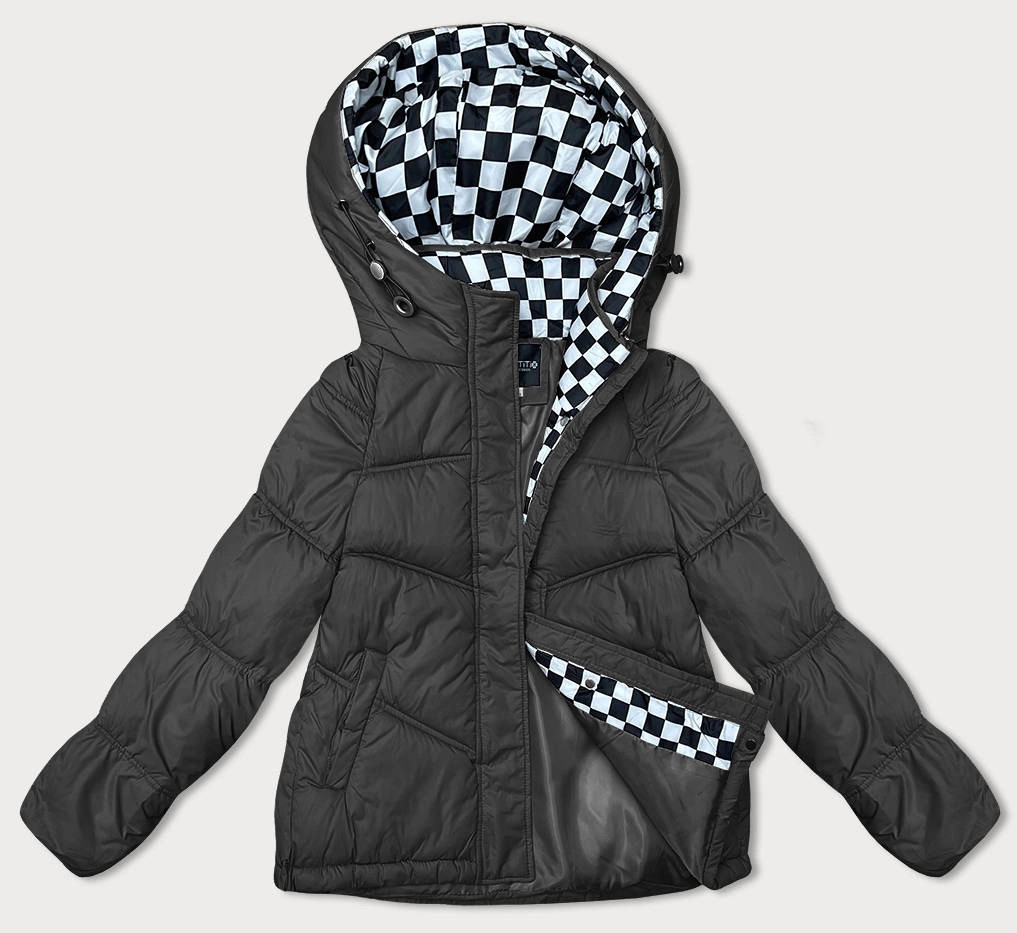 Dámska čierna voľná bunda s kapucňou (8118) odstíny černé M (38)