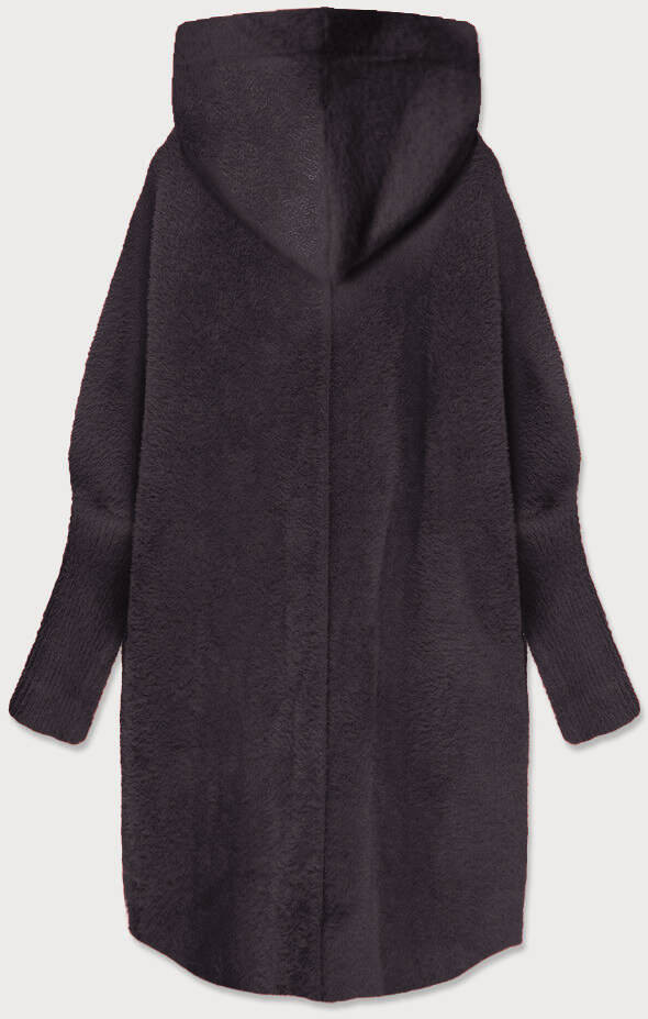 Dlouhý vlněný přehoz přes oblečení typu alpaka v lilkové barvě s kapucí (908) fialová ONE SIZE