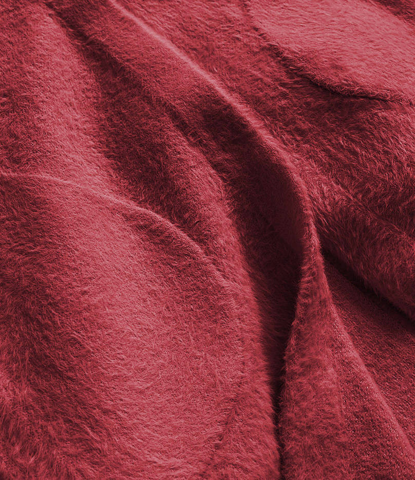 Dlouhý vlněný přehoz přes oblečení typu alpaka v malinové barvě s kapucí (908) Růžová ONE SIZE
