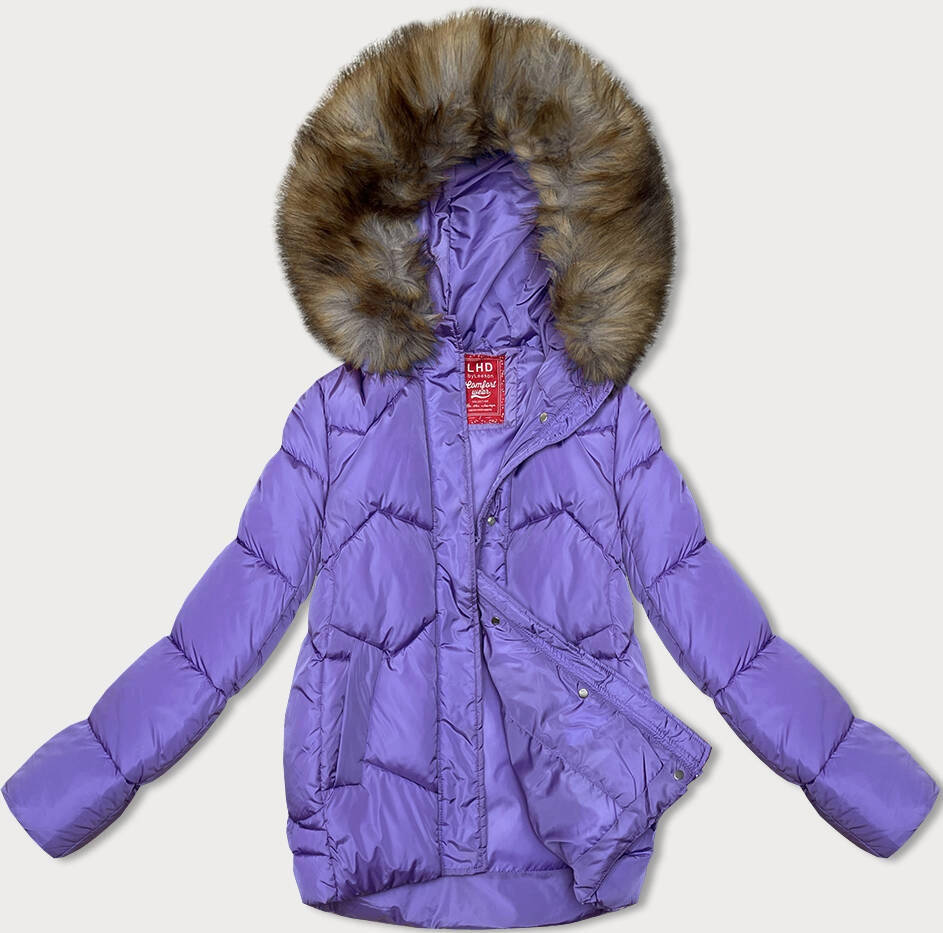 Šedá prechodná bunda s kapucňou (LHD-23002) odstíny fialové S (36)