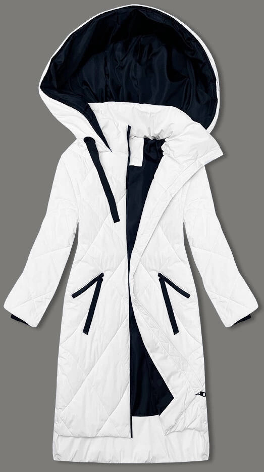 Biela dlhá dámska zimná bunda (5M3168-281) odstíny bílé XL (42)