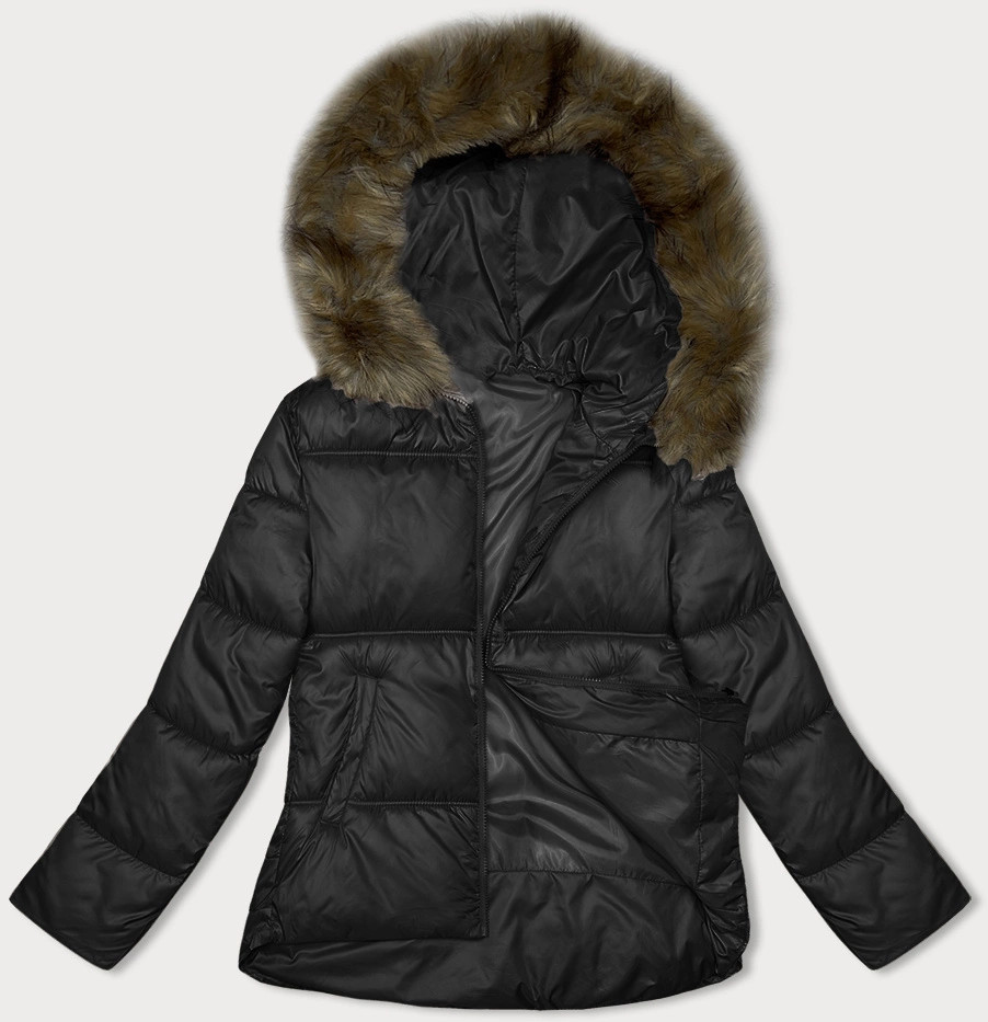 Čierna dámska bunda s bublinovým strihom S'west (B8190-1) odstíny černé S (36)