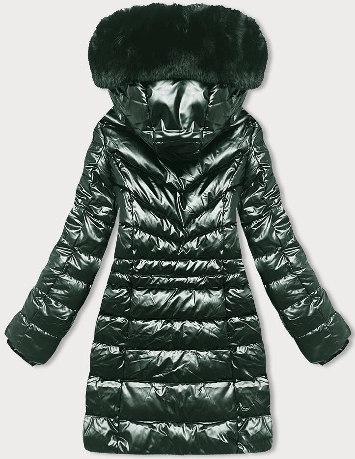 Tmavozelená dámska zimná bunda (2M-032) odstíny zelené L (40)