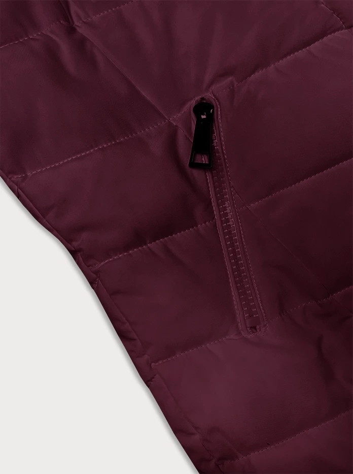 Prešívaná zimná bunda v bordovej farbe s kapucňou LHD (2M-057) odstíny červené S (36)