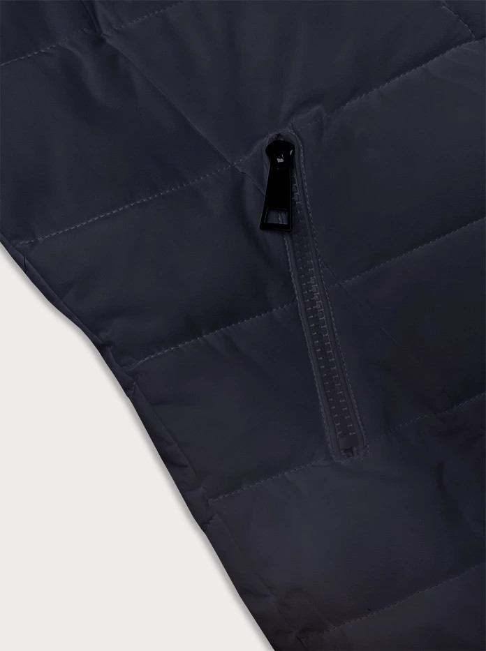 Tmavomodrá prešívaná dámska zimná bunda s kapucňou LHD (2M-057) odstíny modré S (36)