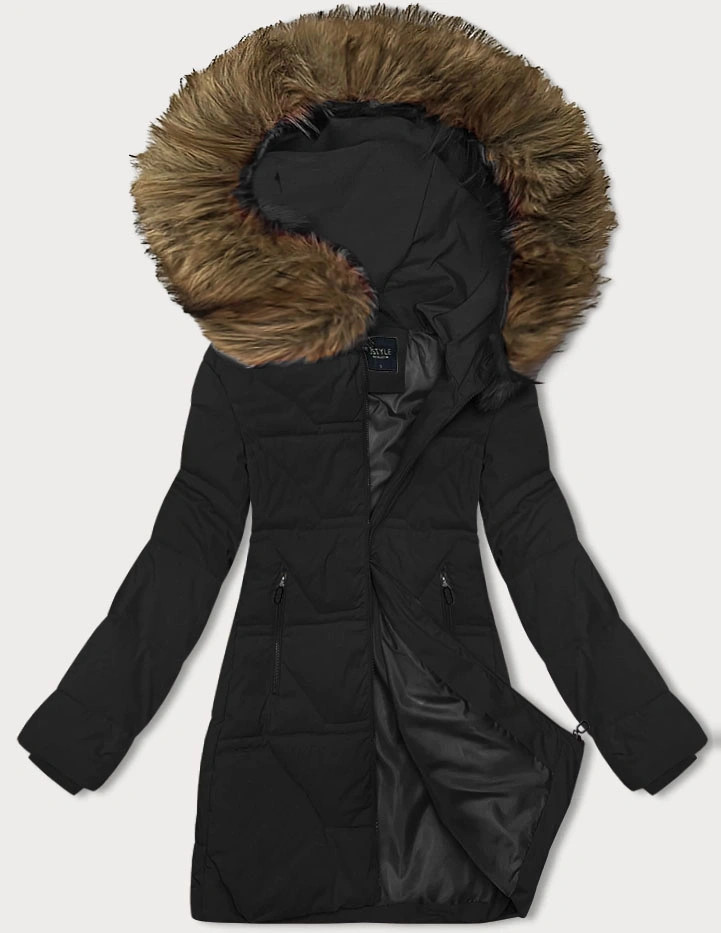 Čierna dámska zimná bunda s kapucňou J Style (16M9099-392) odstíny černé L (40)