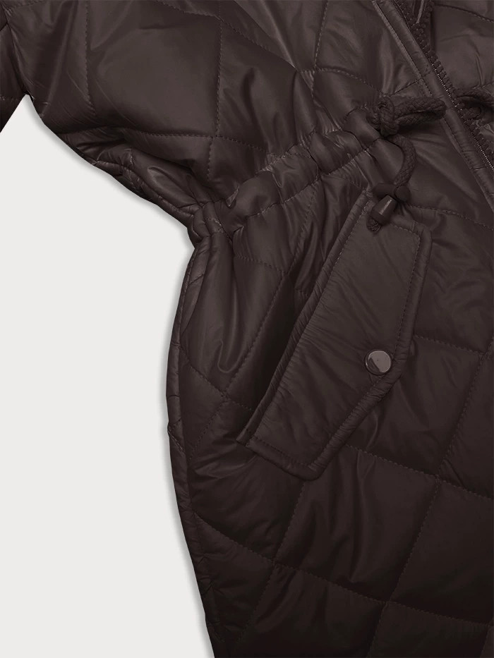 Hnedá obojstranná dámska prešívaná bunda - kožuch (H-897-23) odstíny hnědé S (36)