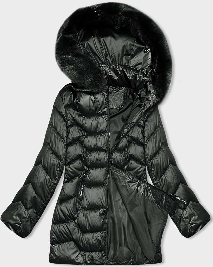 Dámska prešívaná bunda v army farbe s kapucňou S'west (B8169-11) odstíny zelené 46