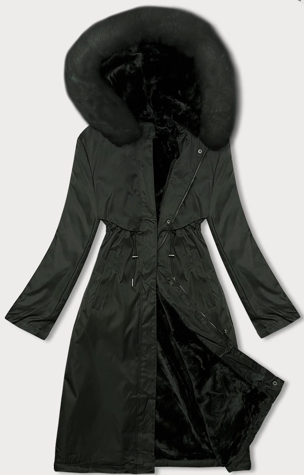 Dámska zimná bunda parka v army farbe s kožušinou S'West (R558-11) odstíny zelené S (36)