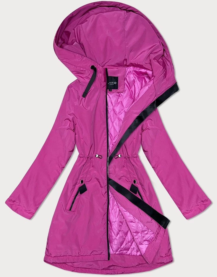 Růžová dámská bunda s kapucí Miss TiTi (2832) růžová M (38)