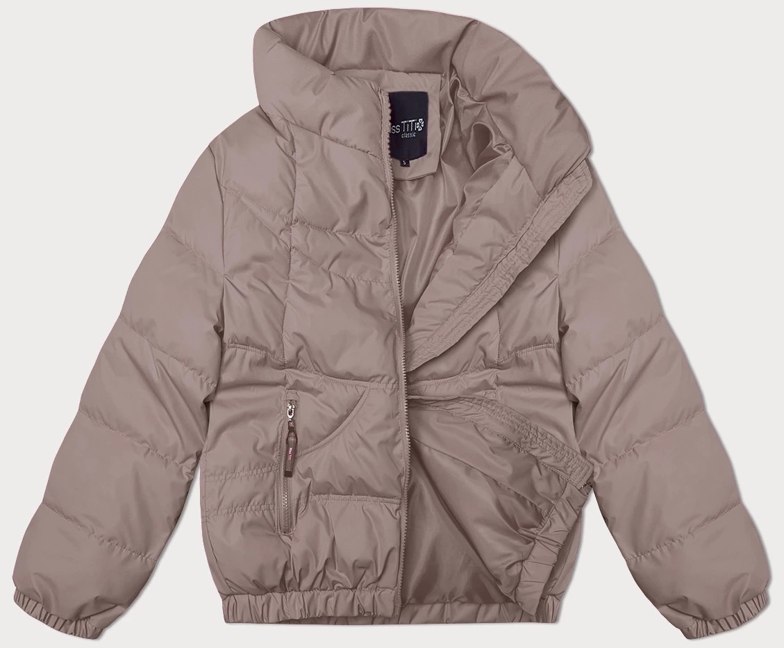 Béžová prešívaná bunda so stojačikom Miss TiTi (2481) odstíny béžové XL (42)