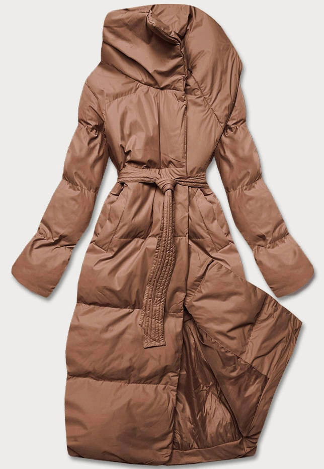 Hnedá dámska zimná bunda s preloženou obálkou (5M737-502) odstíny hnědé S (36)