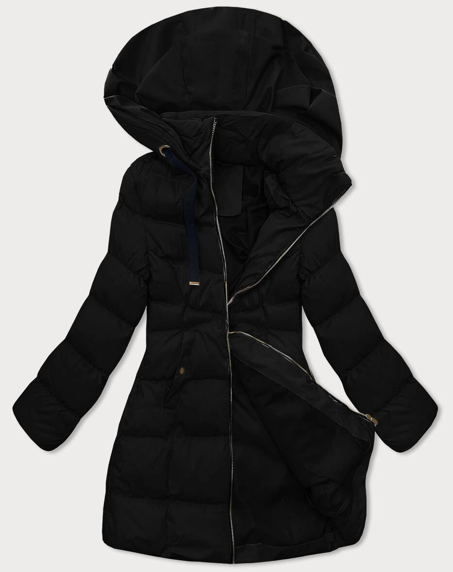 Čierna dámska bunda s kapucňou J Style (5M3231-392) odstíny černé S (36)