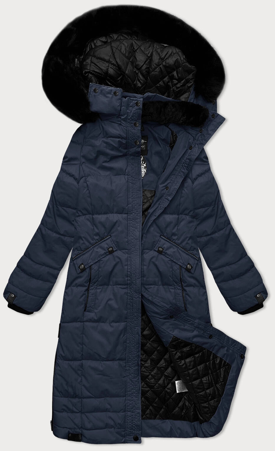 Gruba zimowa kurtka damska z torbą na zakupy Navahoo granatowa (FAHMIYAA) odstíny modré XS (34)