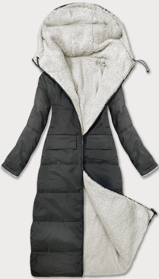 Obojstranná zimná bunda v army farbe s machovou kožušinou J Style (16M9167-136) odstíny zelené S (36)