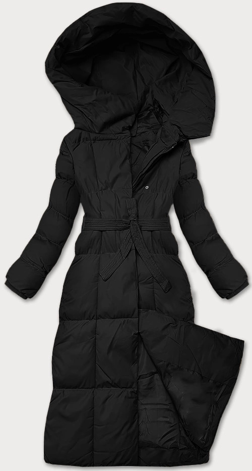Čierna dámska zimná bunda s opaskom J Style (5M3227-392) odstíny černé M (38)