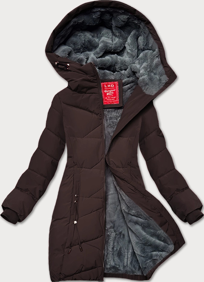 Hnedá dámska zimná bunda so sťahovacím lemom LHD (LHD-24580) odstíny hnědé S (36)