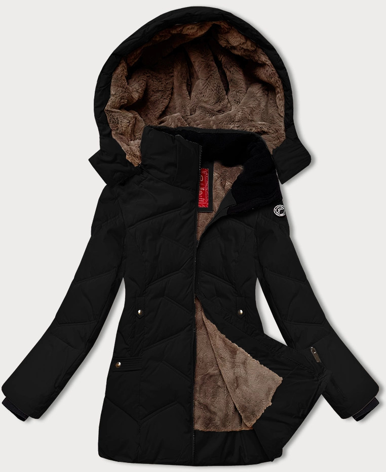 Čierna dámska zimná bunda s odnímateľnou kapucňou LHD (LHD-24577) odstíny černé S (36)