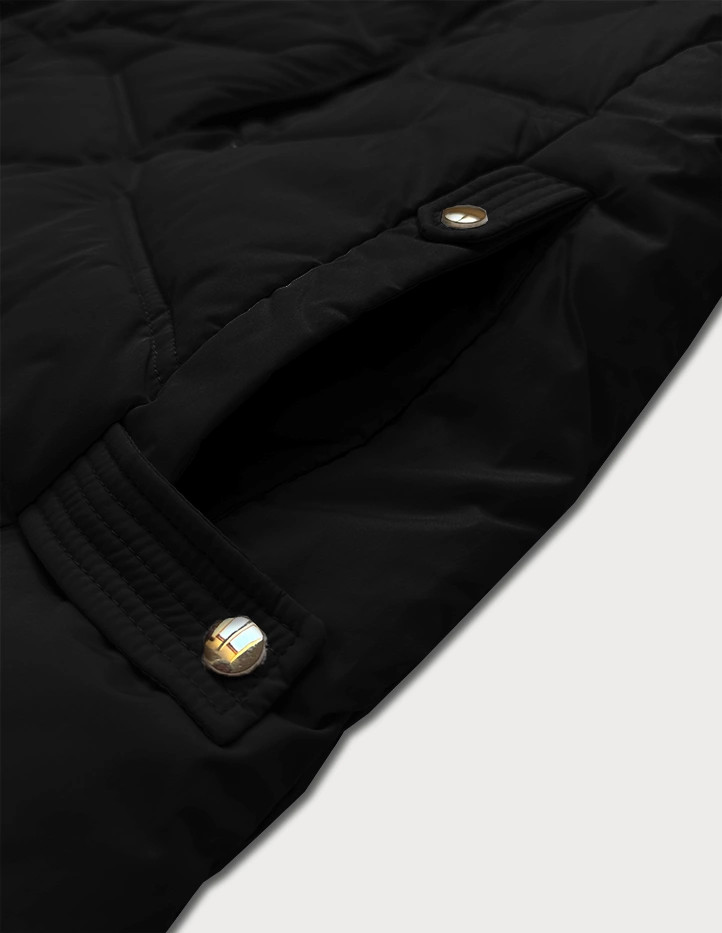 Zimowa kurtka damska z odpinanym kapturem LHD czarna (LHD-24577) odstíny černé S (36)