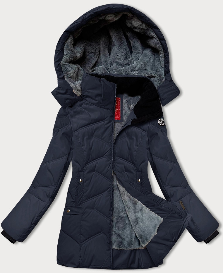 Tmavomodrá dámska zimná bunda s odnímateľnou kapucňou LHD (LHD-24577) odstíny modré M (38)