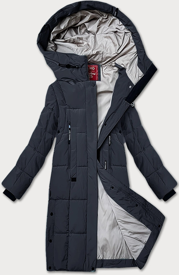 Dámska prešívaná zimná bunda v grafitovej farbe LHD (LHD-24572) odstíny šedé XXL (44)