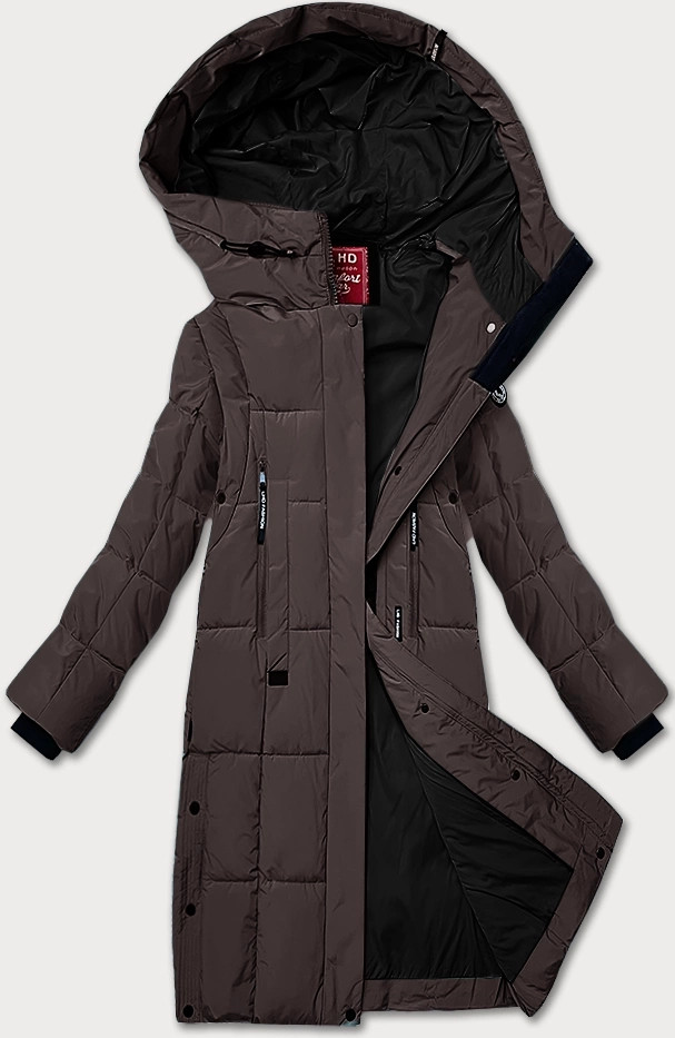 Hnedá dámska prešívaná zimná bunda LHD (LHD-24572) odstíny hnědé M (38)