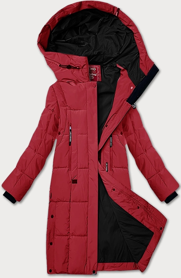 Prešívaná dámska zimná bunda LHD vo vínovej farbe (LHD-24572) odstíny červené S (36)