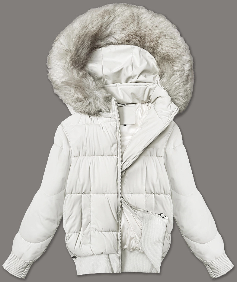 Biela dámska krátka zimná bunda so sťahovacím lemom S'west (B8288-26) odstíny bílé S (36)