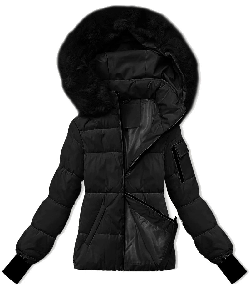 Čierna dámska zimná bunda s odnímateľnou kapucňou S'west (B8303-1) odstíny černé XXL (44)