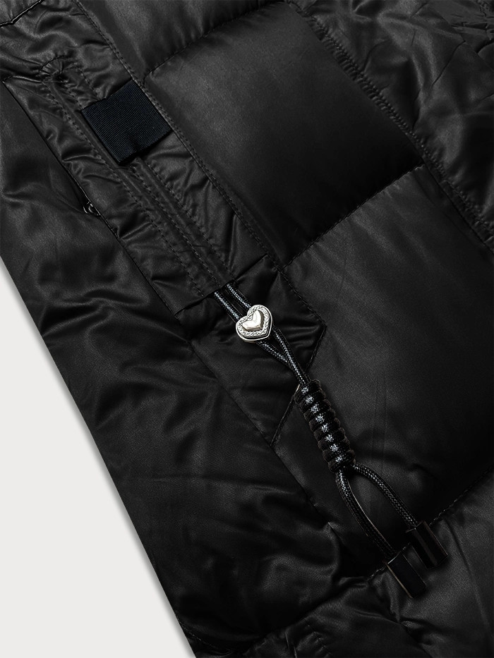 Čierna zimná prešívaná plus size bunda s kapucňou S'west (B8267-1) odstíny černé 46