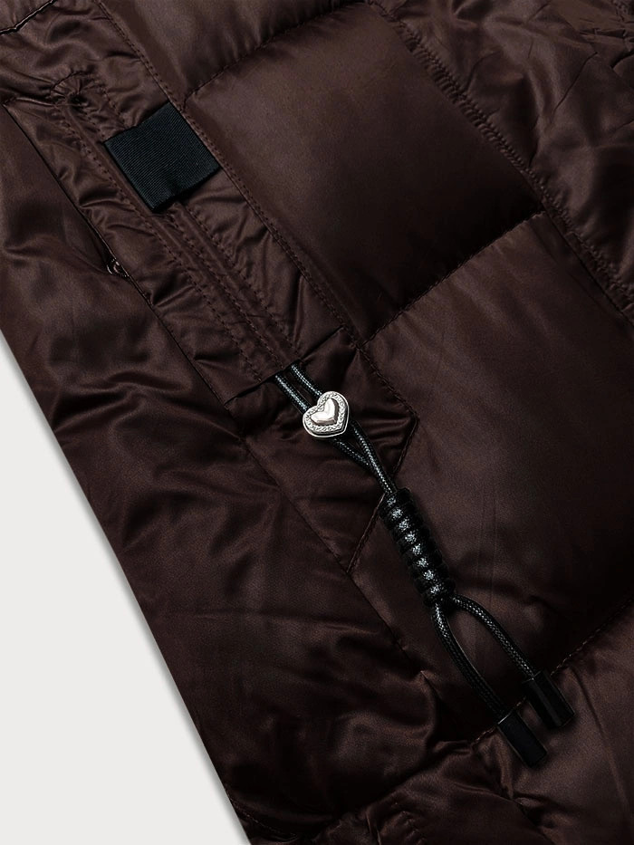 Zimná prešívaná plus size bunda v čokoládovej farbe s kapucňou S'west (B8267-14) odstíny hnědé 48