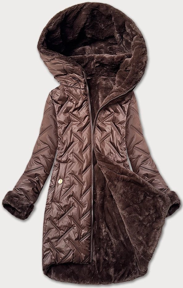 Dámska prechodná bunda v čokoládovej farbe s kožušinovou podšívkou S'west (B8253-14014) odstíny hnědé S (36)