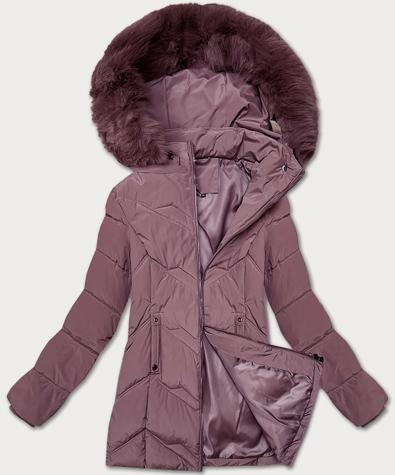 Fialová dámska zimná plus size bunda s kapucňou S'west (B8300-71) odstíny fialové 46