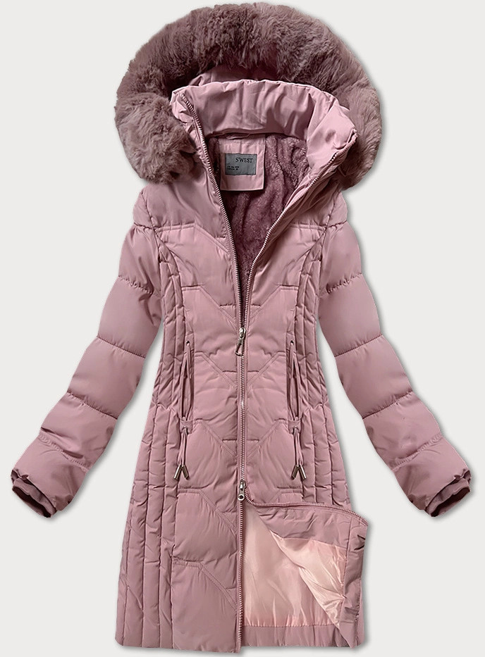 Zimná bunda v púdrovo ružovej farbe s odnímateľnou kapucňou S'west (R8199-51) odstíny růžové S (36)