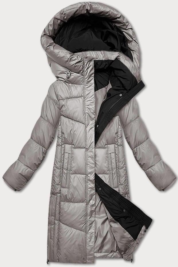 Šedá dámska zimná bunda s kontrastnou podšívkou Glakate (LU-238152#) odstíny šedé S (36)