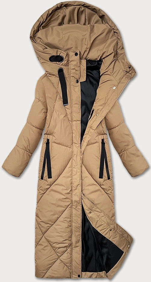 Dámska zimná bunda v ťavej farbe v dĺžke po kolená J Style (5M3232-84) odstíny béžové S (36)