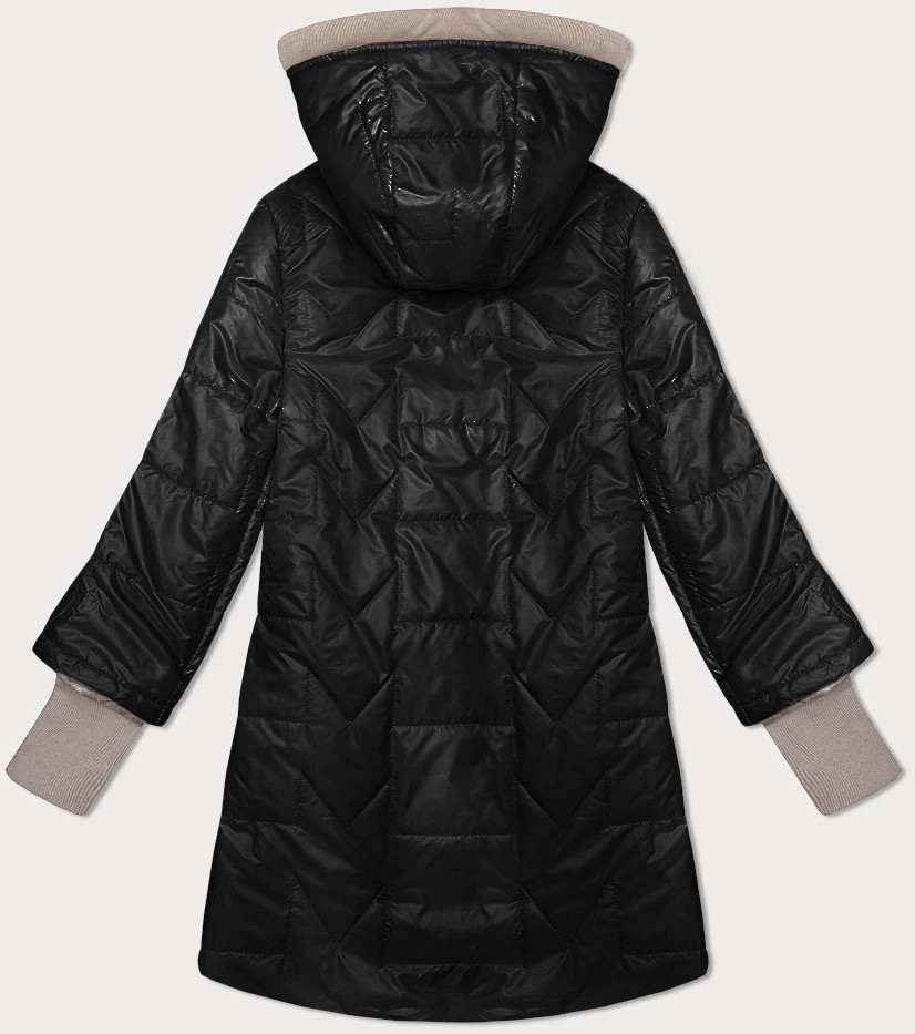 Černá dámská prošívaná bunda s ozdobnými stahovacími lemy S'West (B8345-1) odstíny černé 52