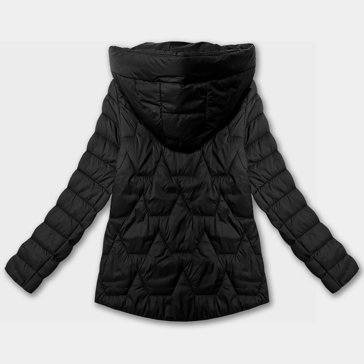 Lehká černá dámská prošívaná plus size bunda s kapucí J Style (16M9263-392) odstíny černé 46