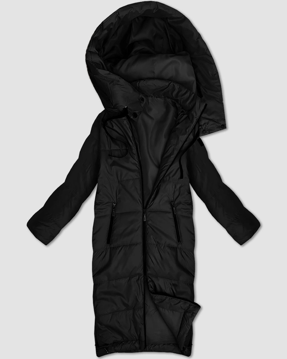 Čierna dlhá ľahko zateplená bunda pre ženy S'West (B8509-1) odstíny černé S (36)