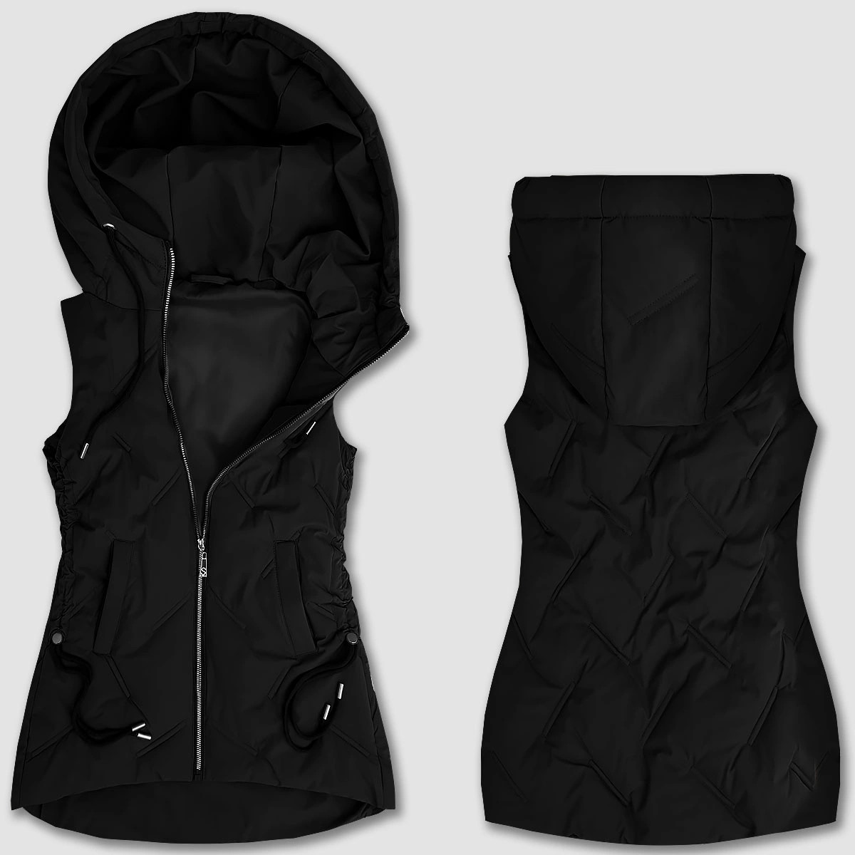 Čierna dámska vesta so šnúrkou S'West (B8381-1) odstíny černé XL (42)