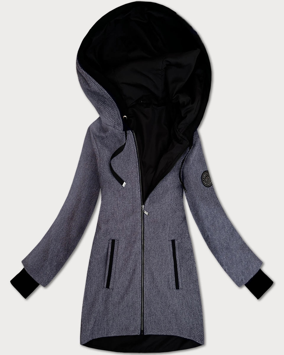 Dámska tenká tmavomodrá pruhovaná bunda s podšívkou S'West (B8541-26) odstíny modré XL (42)