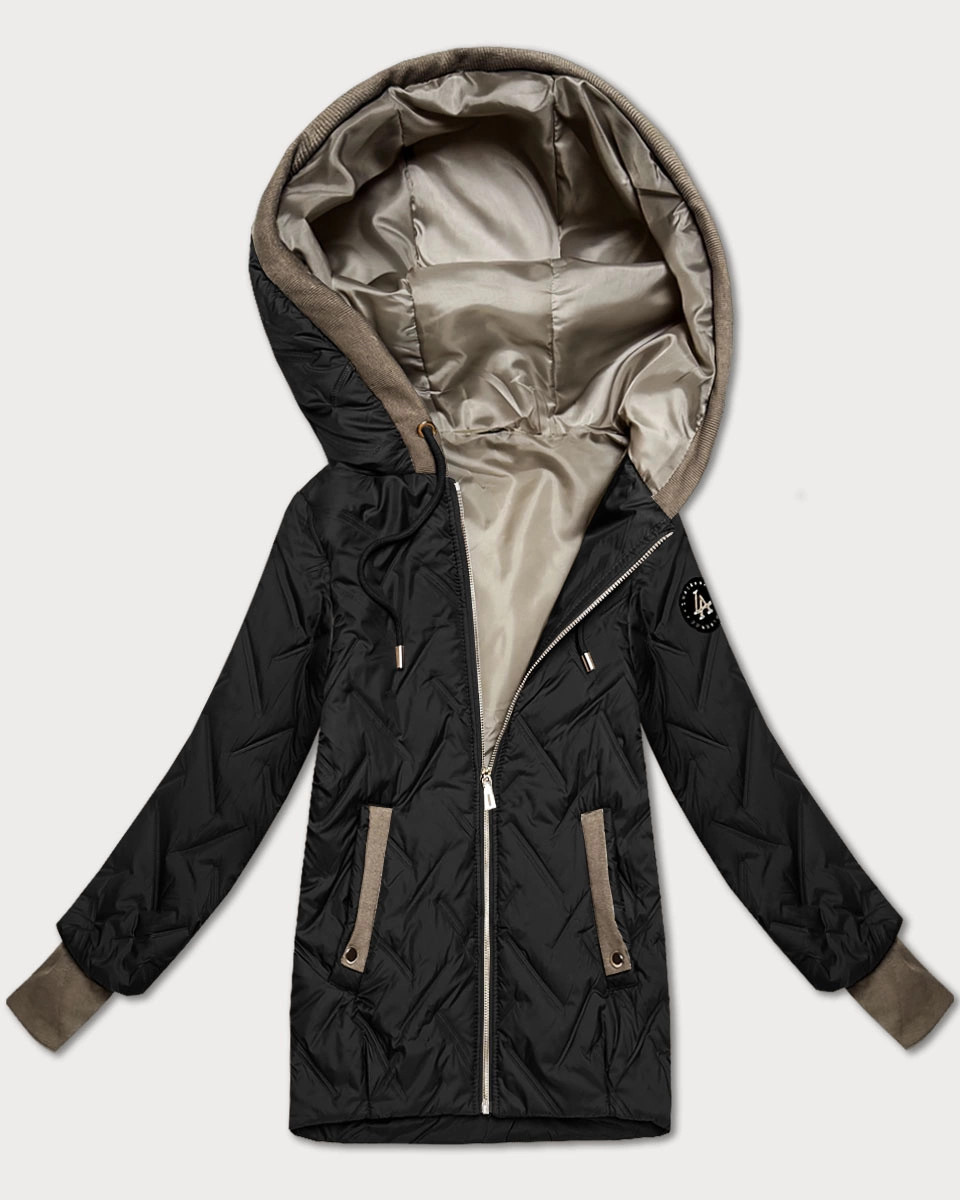 Čierna dámska bunda s pletenými vložkami S'West (B8561-1) odstíny černé S (36)