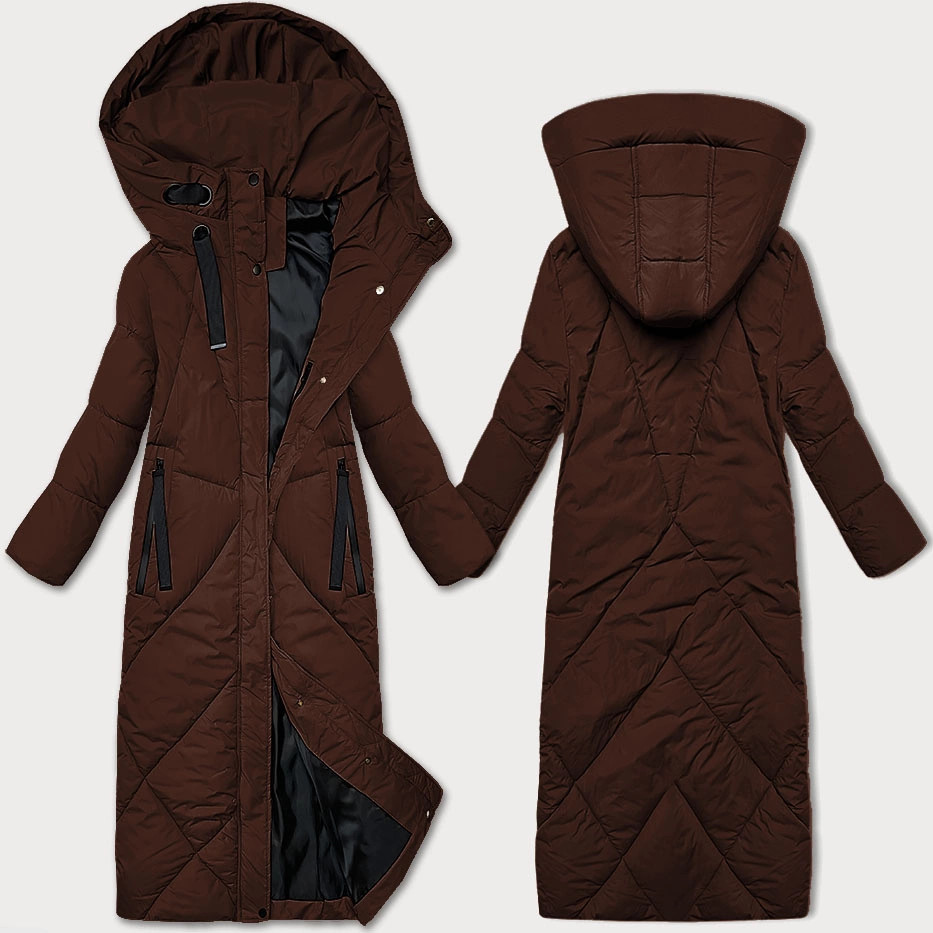 Hnedá dámska zimná bunda s dĺžkou po kolená J Style (5M3232-158) odstíny hnědé S (36)