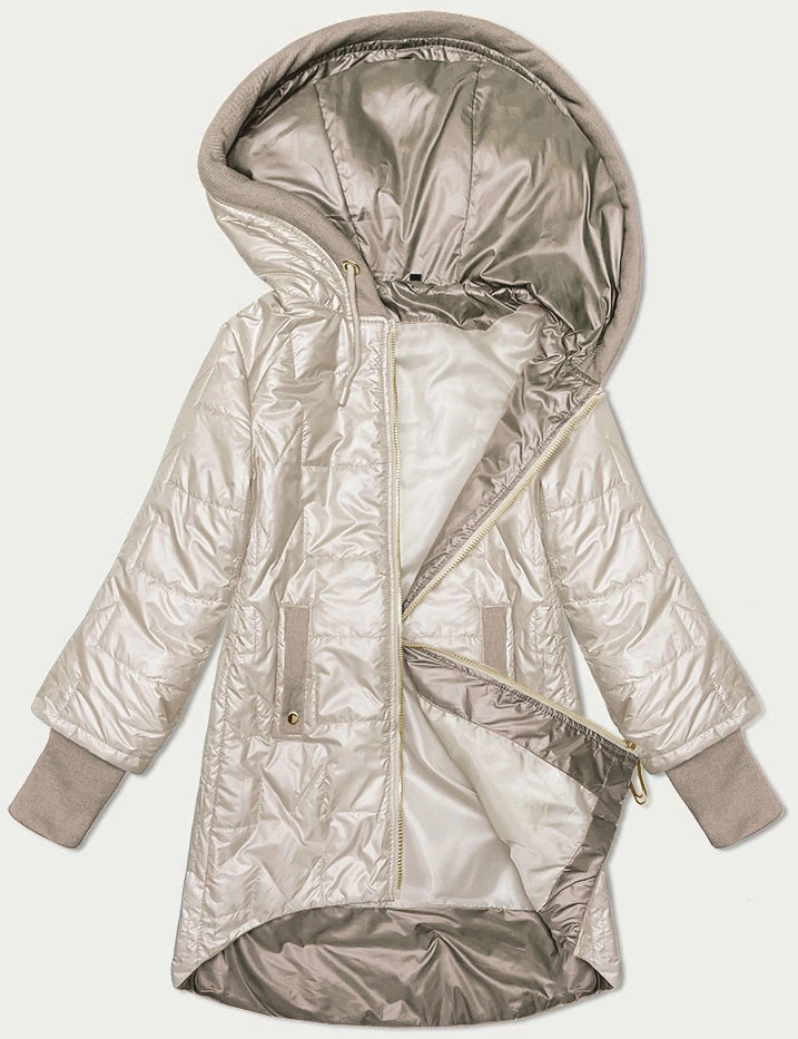 Svetlo béžová prešívaná bunda s ozdobným sťahovacím lemom S'West (B8345-70) odstíny béžové 54