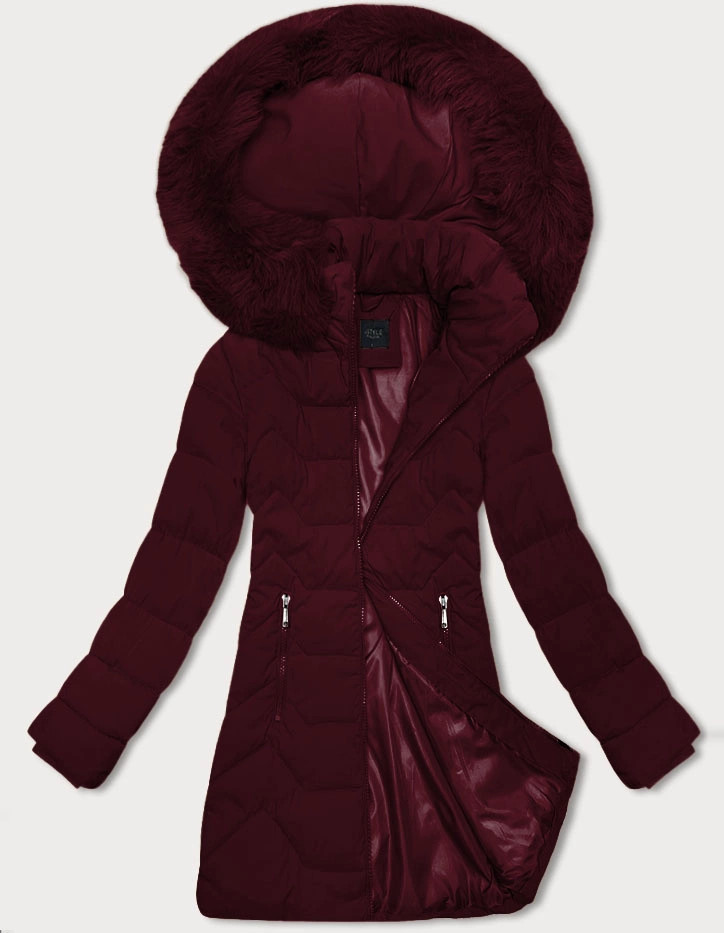 Dámska bordová bunda s kapucňou J Style (16M9121-06) odstíny červené M (38)