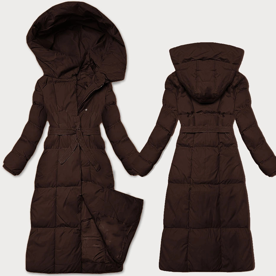 Dámska zimná bunda v čokoládovej farbe s opaskom J Style (5M3227-158) odstíny hnědé L (40)