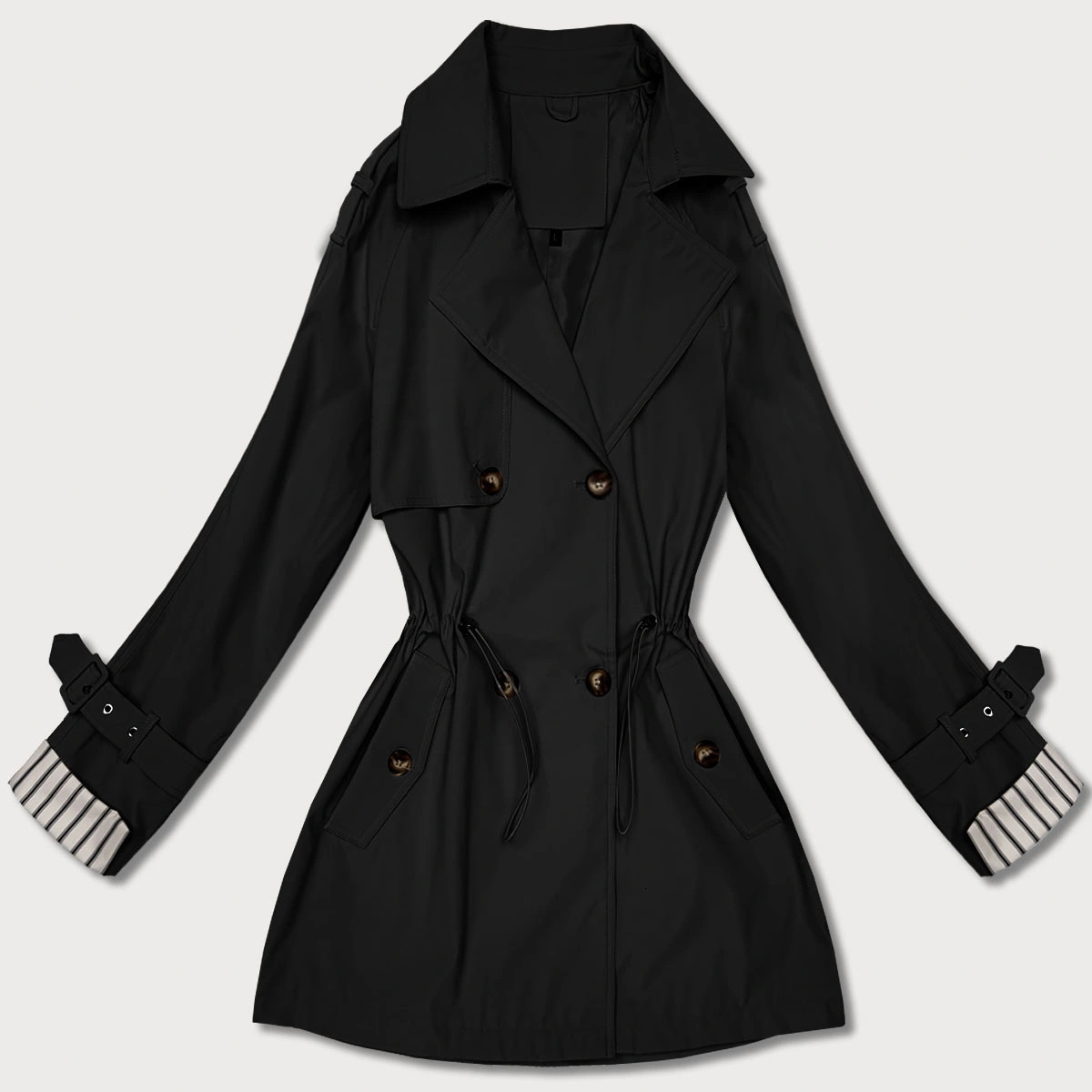 Krátky kabát Goodlookin s gombíkmi čierny (KK60415-1#) odstíny černé XXL (44)